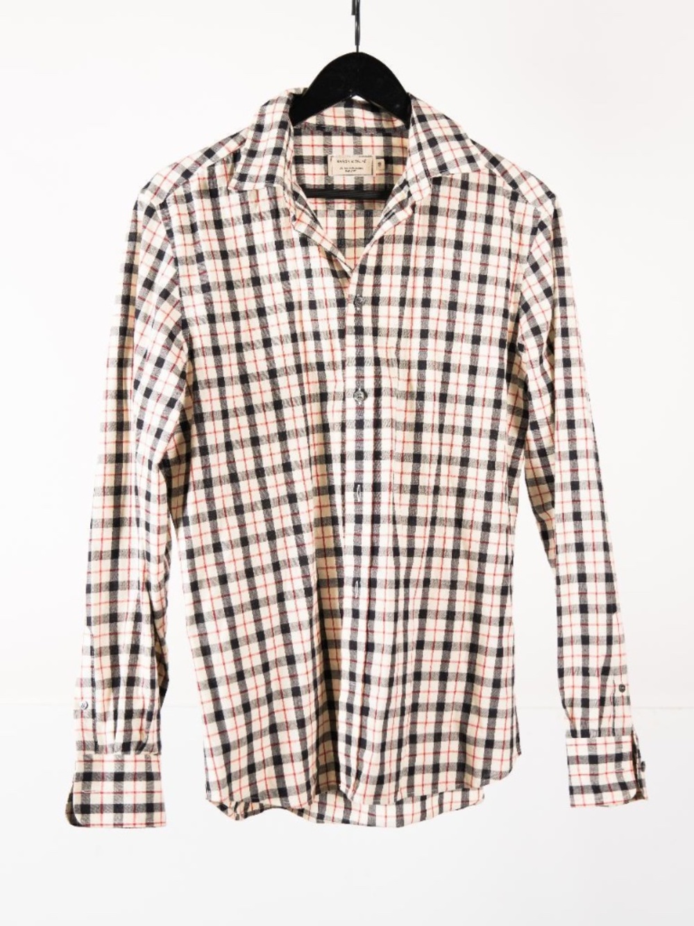 Maison Kitsune men's button down plaid shirt